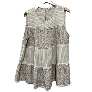 Entro Women’s Sleeveless Flowy  relaxed lagenlook summer boho Blouse 1XL-2XL